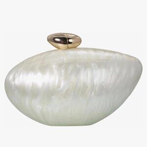 Pearl Shell Acrylic Clutch Evening Bag – Gold Clasp | Wedding / Formal